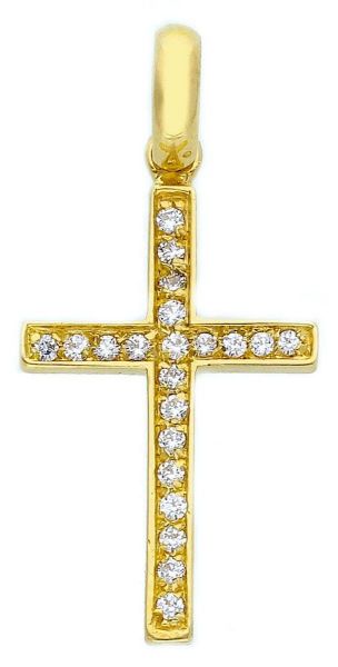 Immagine di Pendente Croce donna 21 zirconi gr 1,2 oro giallo 18k