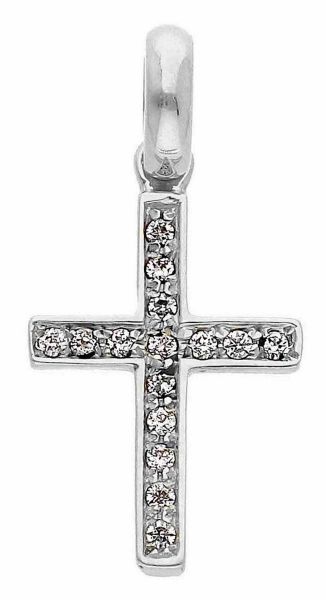 Immagine di Ciondolo Croce donna gr 1,05 oro bianco 18k e zirconi