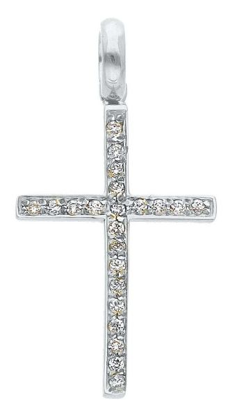 Immagine di Ciondolo Croce donna 23 zirconi gr 1,35 oro bianco 18k
