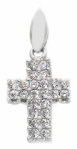 Immagine di Pendente Croce donna gr 0,8 oro bianco 18k e zirconi
