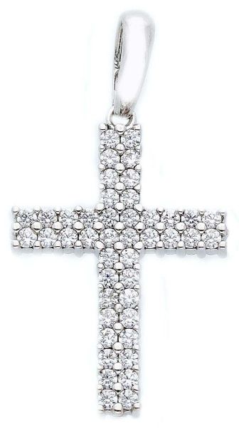 Immagine di Pendente Croce donna gr 2 oro bianco 18k e zirconi