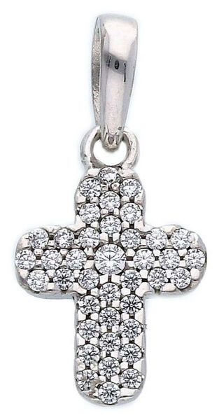 Immagine di Croce donna castone centrale gr 1 oro bianco 18k e zirconi