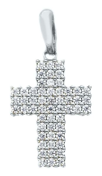 Imagen de Cruz de brillantes recta gr 2,4 oro blanco 18k para mujer