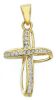 Picture of Twisted Cross Necklace for women gr 1,25 yellow gold 18k, cubic zirconia