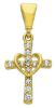 Immagine di Croce svasata e Cuore gr 0,85 oro giallo 18k e zirconi
