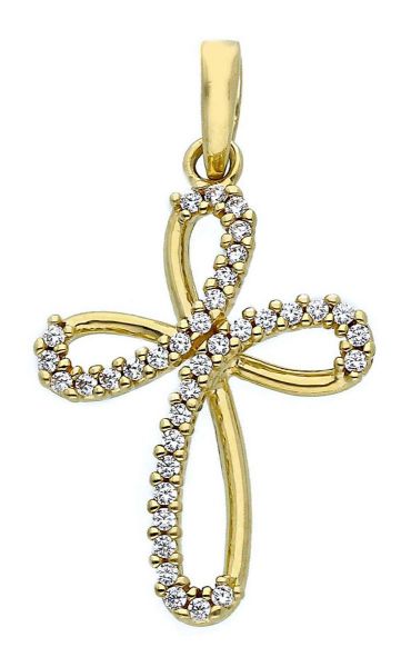 Picture of Flower Diamond Cross gr 1,6 yellow gold 18k