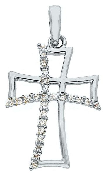 Picture of Byzantine Cross Pendant gr 1,1 white gold 18k, cubic zirconia
