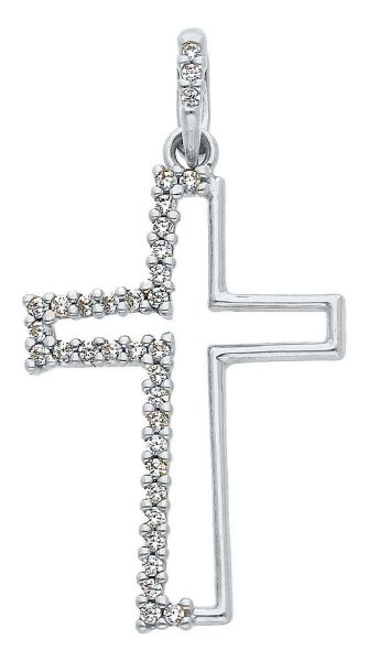 Picture of Stylized Cross Pendant gr 1,35 white gold 18k, cubic zirconia