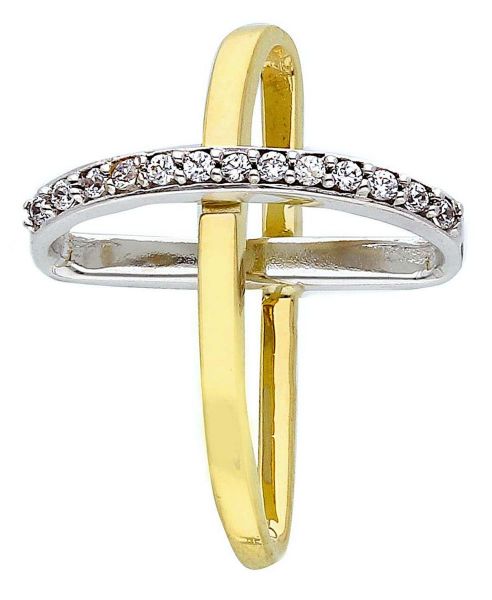 Imagen de Cruz gr 1,6 oro bicolor 18k y zircones para mujer