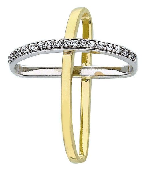 Imagen de Cruz gr 1,9 oro bicolor 18k y zircones para mujer