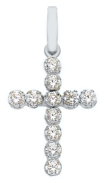 Immagine di Croce dritta 11 zirconi gr 0,9 oro bianco 18k