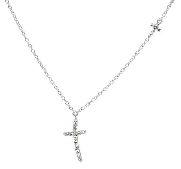 Picture of White gold 18k Ladies Cross Necklace with diamonds gr 2,6