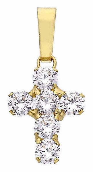 Picture of Cross Pendant gr 0,6 yellow gold 18k and 6 bezels