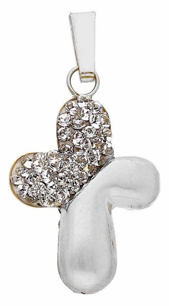 Picture of Rounded Cross Pendant gr 1,1 white gold 18k, zircons