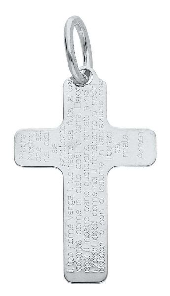 Imagen de Collar Cruz gr 1 oro blanco 18k con oración