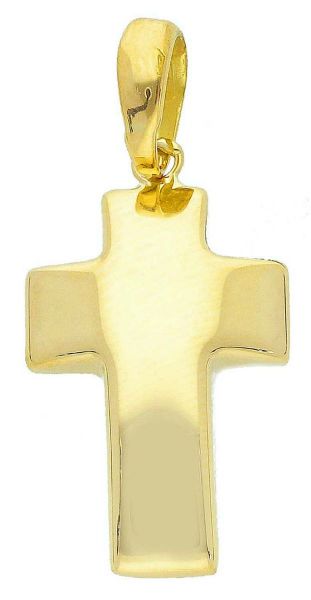 Picture of Yellow gold 18k curved Cross Pendant gr 1,4