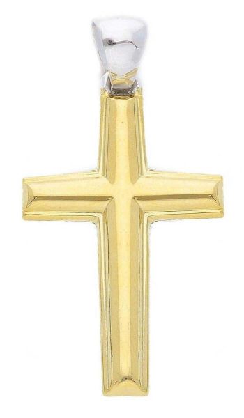 Imagen de Cruz moderna recta gr 2,2 oro blanco / amarillo 18k