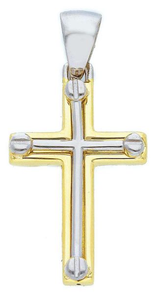 Picture of Double Cross Pendant gr 1,8 yellow / white gold 18k