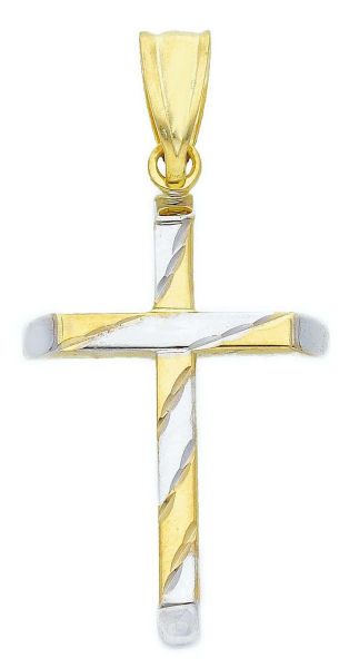 Picture of Decorated Cross gr 0,9 yellow / white gold 18k