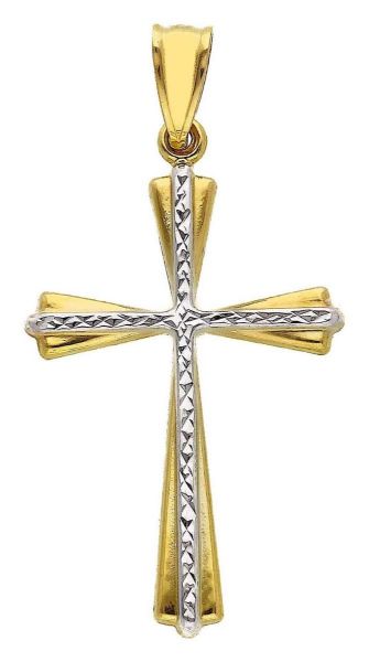Imagen de Cruz doble trilobulada gr 1,2 oro blanco / amarillo 18k