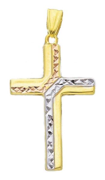Immagine di Croce dritta gr 1,5 giallo / bianco / rosa 18k