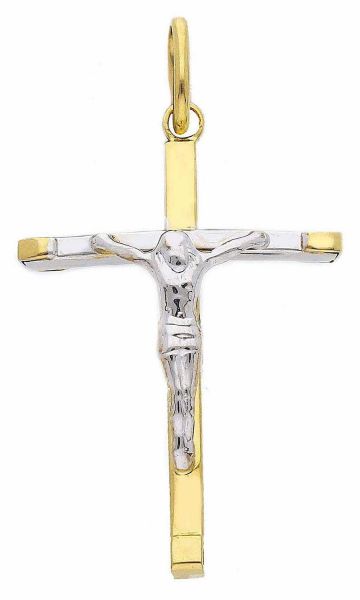 Picture of Stylish woman Crucifix Pendant gr 1,1 yellow / white gold 18k