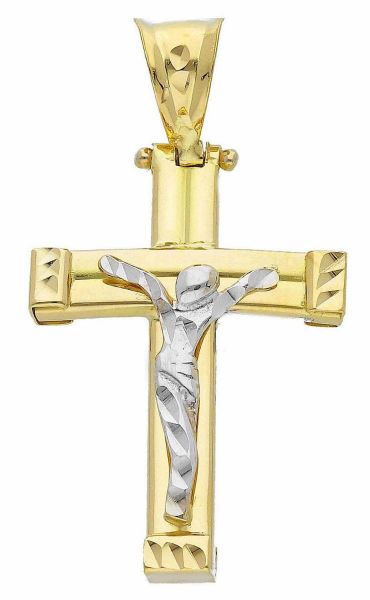 Picture of Stylish Crucifix Pendant gr 2,3 yellow / white gold 18k