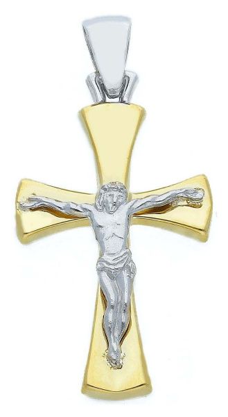 Picture of Stylish Crucifix Pendant gr 2,2 yellow / white gold 18k