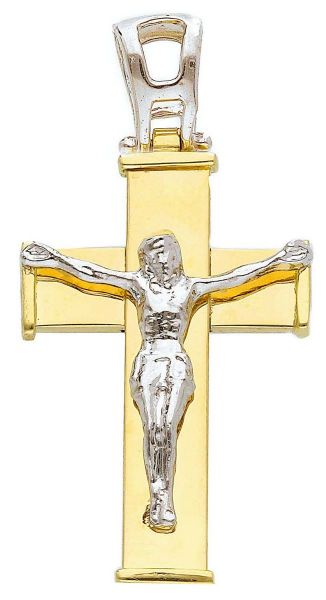 Imagen de Crucifijo moderno gr 3,2 de oro blanco / amarillo 18k