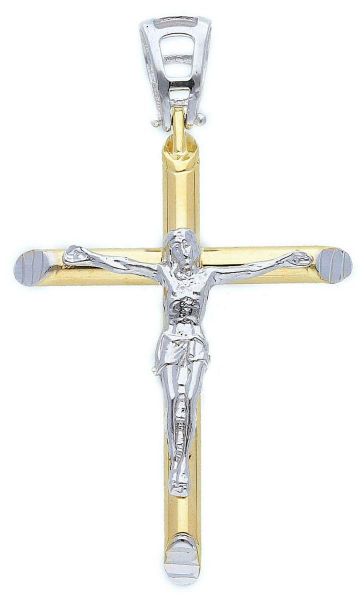 Picture of Cylindrical Crucifix gr 4 yellow / white gold 18k