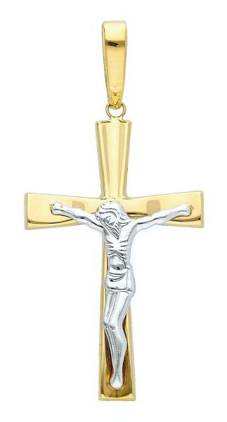 Imagen de Crucifijo moderno gr 3.7 de oro blanco / amarillo 18k