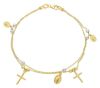 Picture of Diamond Rosary Bracelet gr 3,7 bicolor gold 18k, 3 medals 2 crosses