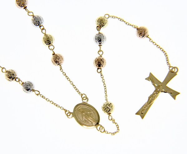 Picture of Long diamond Rosary chain gr 12 yellow / white / rose gold 18k