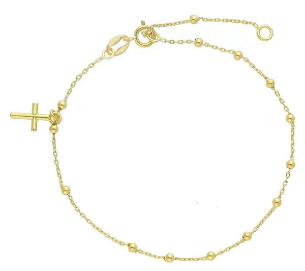 Immagine di Bracciale Rosario con Croce donna gr 1 oro giallo 18k