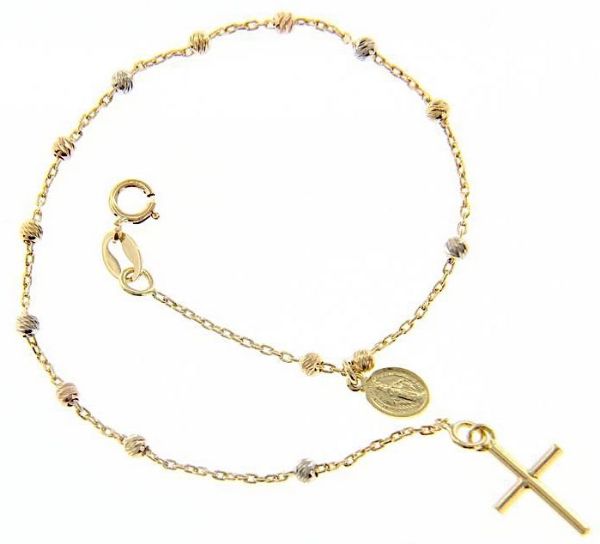 Immagine di Bracciale Rosario gr 1,85 oro giallo / bianco / rosa 18k