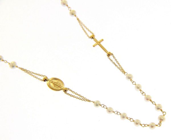 Picture of Pearl Rosary Necklace for women gr 4,8 yellow gold 18k