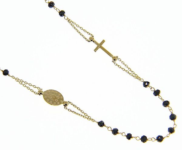 Imagen de Cadena Rosario para hombre gr 5,2 de oro amarillo 18k y ónyx