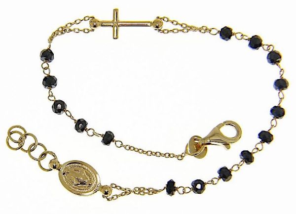 Immagine di Bracciale Rosario gr 3,6 oro giallo 18k onice nero