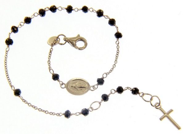 Immagine di Bracciale Rosario uomo onice nero gr 3,2 oro bianco 18k