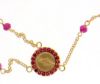 Picture of Long diamond Rosary Necklace gr 4 yellow gold 18k, red zircons