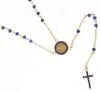 Picture of Long diamond Rosary Necklace gr 5 yellow gold 18k, blue zircons
