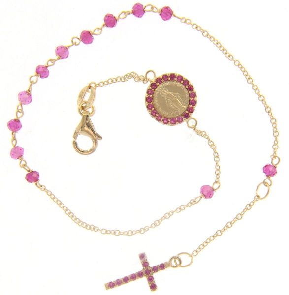 Picture of Yellow gold 18k Rosary Bracelet gr 2,8 red zircons
