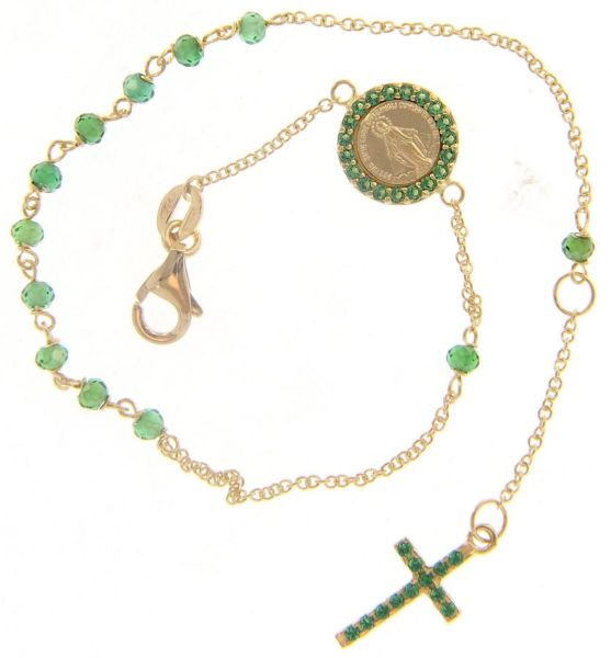 Picture of Yellow gold 18k Rosary Bracelet gr 2,8 green zircons