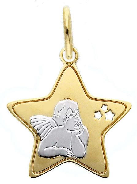 Picture of Angel Medal (Raphael) gr 1,05 bicolor gold 18k