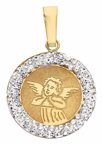 Picture of Angel of Raphael Medal gr 0,6 yellow gold 18k, zircons