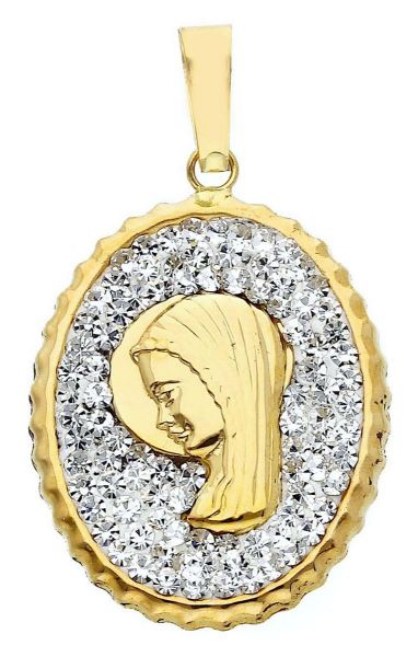 Picture of Madonna Necklace gr 1,3 yellow gold 18k, zircons