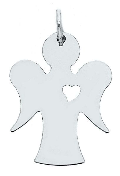 Immagine di Ciondolo Angelo Custode con Cuore gr 1 oro bianco 18k