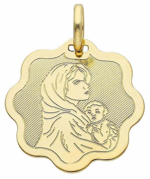 Immagine di Medaglia Madonna con Bambino gr 0.95 oro giallo 18k