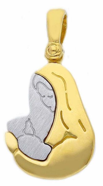 Immagine di Ciondolo Madonna con Bambino gr 2,9 oro giallo / bianco 18k