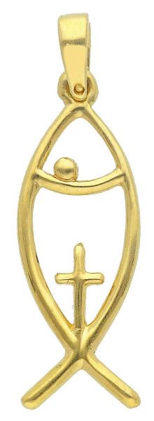 Immagine di Ciondolo Pesce con Croce gr 1,5 oro giallo 18k